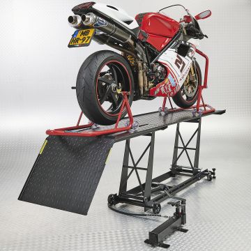 Motorheftafel voet bediend met paddockstand set